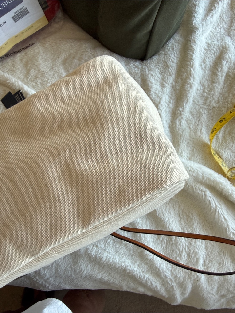 Dooney & Bourke Cream Canvas Tote with Brown Leather Trim - Picture 4 of 5